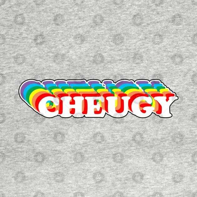 Cheugy Retro Rainbow Text Design by bumblefuzzies